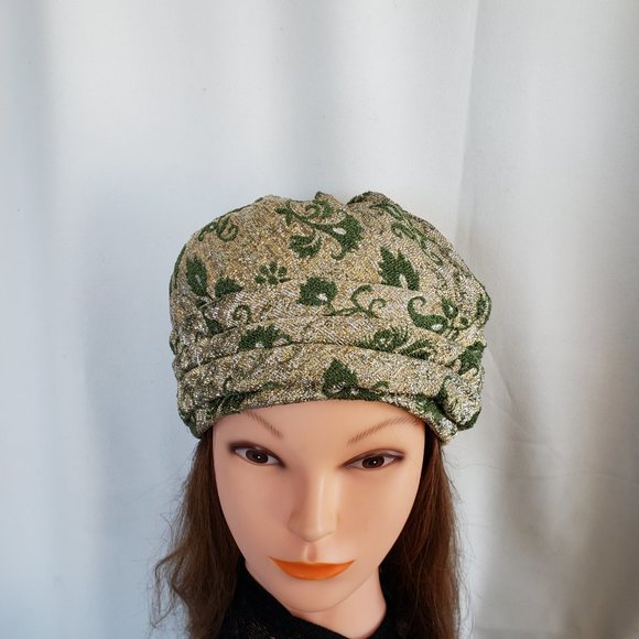 Vintage Hatters Union Metallic gold and green with flecks of metallic silver hat - Picture 11 of 12